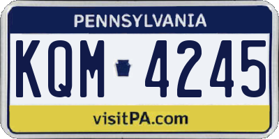 PA license plate KQM4245