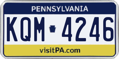 PA license plate KQM4246