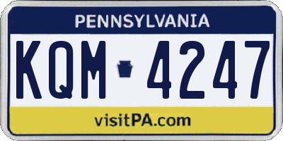 PA license plate KQM4247