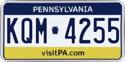PA license plate KQM4255