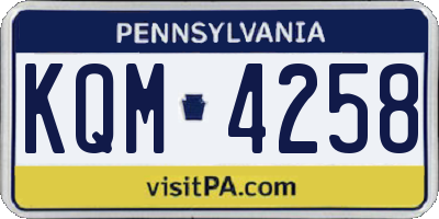 PA license plate KQM4258