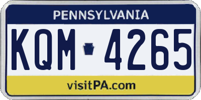 PA license plate KQM4265