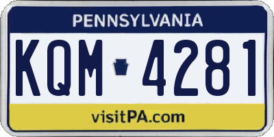PA license plate KQM4281