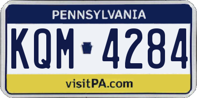 PA license plate KQM4284