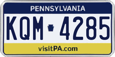 PA license plate KQM4285