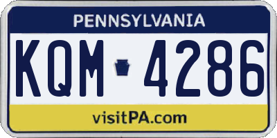 PA license plate KQM4286