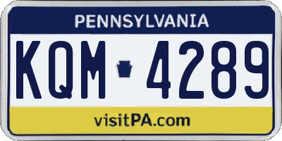 PA license plate KQM4289