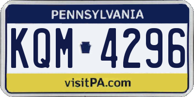 PA license plate KQM4296