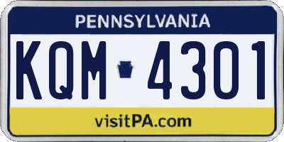 PA license plate KQM4301