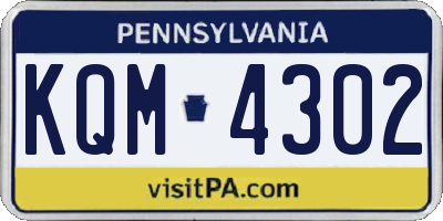 PA license plate KQM4302