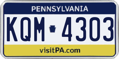 PA license plate KQM4303