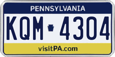 PA license plate KQM4304