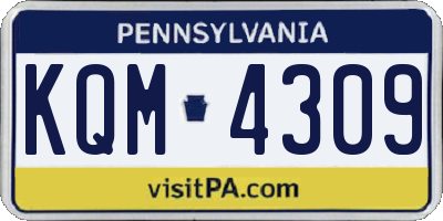 PA license plate KQM4309
