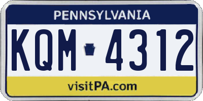 PA license plate KQM4312