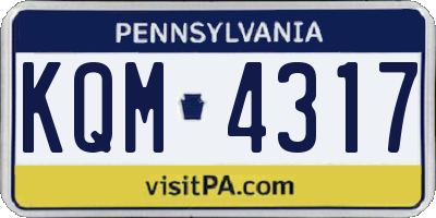 PA license plate KQM4317