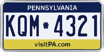 PA license plate KQM4321