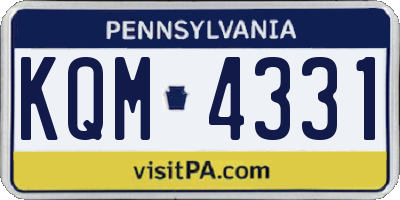 PA license plate KQM4331
