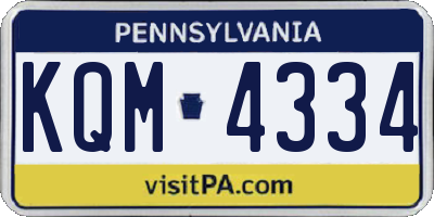 PA license plate KQM4334