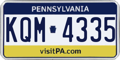 PA license plate KQM4335