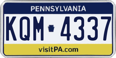 PA license plate KQM4337