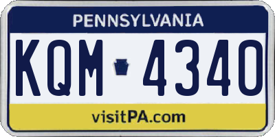 PA license plate KQM4340