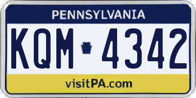 PA license plate KQM4342