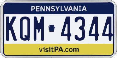 PA license plate KQM4344