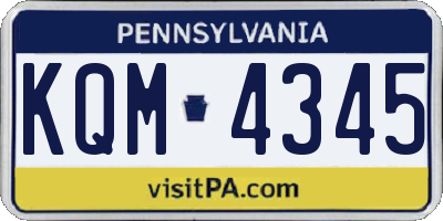 PA license plate KQM4345