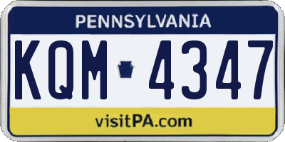 PA license plate KQM4347