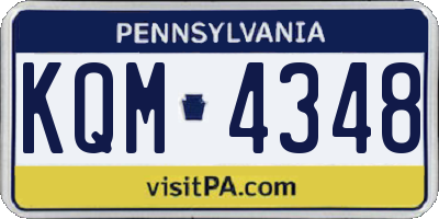 PA license plate KQM4348