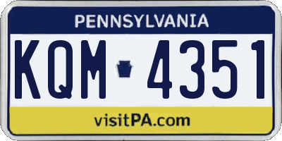 PA license plate KQM4351