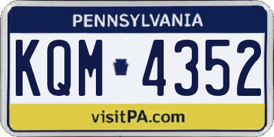 PA license plate KQM4352