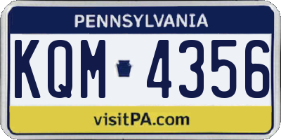 PA license plate KQM4356