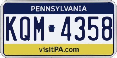 PA license plate KQM4358