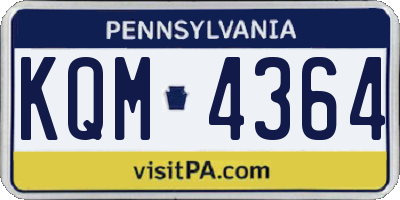 PA license plate KQM4364
