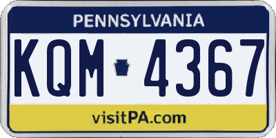 PA license plate KQM4367