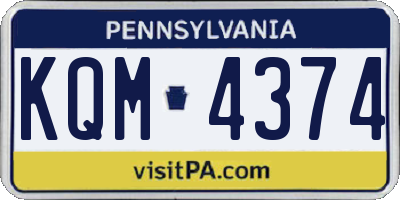PA license plate KQM4374