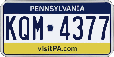 PA license plate KQM4377