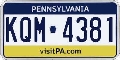 PA license plate KQM4381
