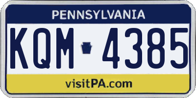 PA license plate KQM4385