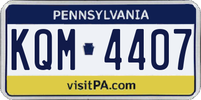 PA license plate KQM4407