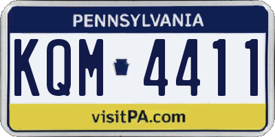PA license plate KQM4411