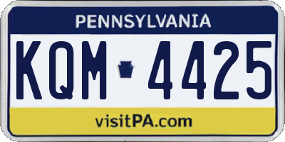 PA license plate KQM4425