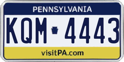 PA license plate KQM4443