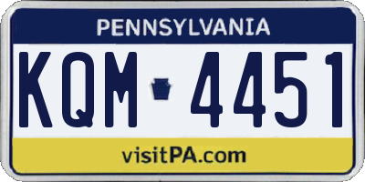 PA license plate KQM4451