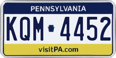PA license plate KQM4452