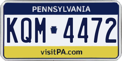 PA license plate KQM4472