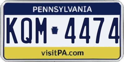 PA license plate KQM4474