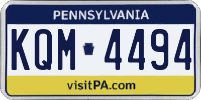 PA license plate KQM4494