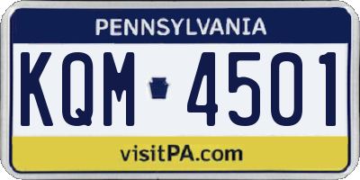 PA license plate KQM4501